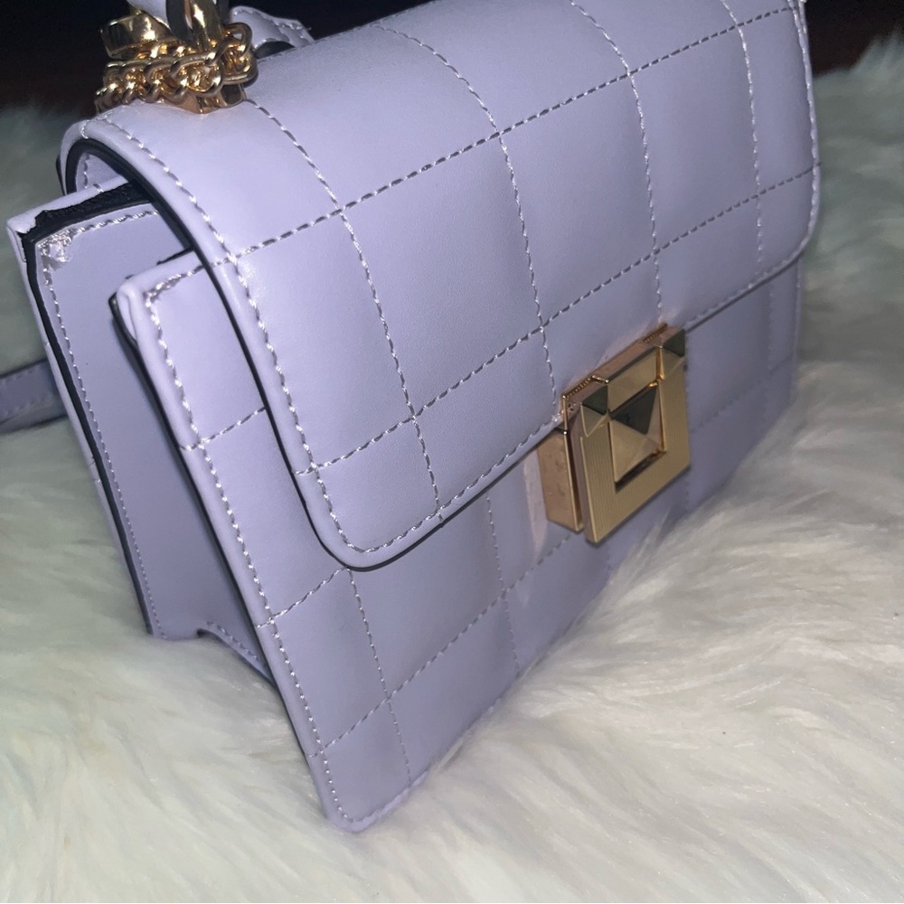 Aldo Lavender Quilted Crossbody Satchel with Gold Hardware - Picture 3 of 13